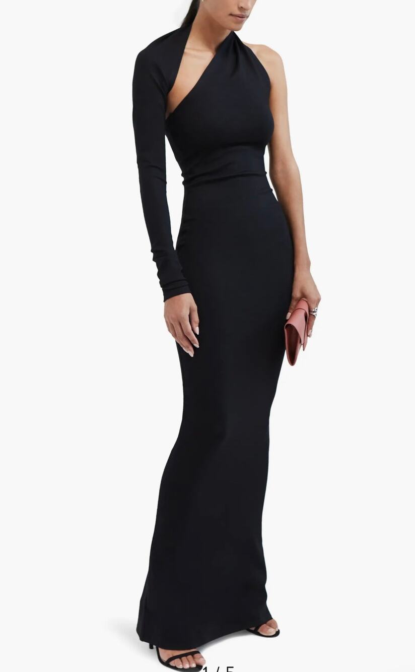 Marcella Manhattan One-Shoulder Ponte Knit Gown (new) - Picture 1 of 8